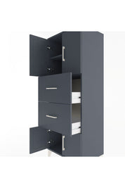 Hyperion Dolap 2 Raflı 2 Çekmeceli 4 Kapaklı 60x44x163 Antrasit-Antrasit
