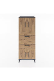 Hyperion Dolap 2 Raflı 2 Çekmeceli 4 Kapaklı 60x44x163 Antrasit-Çam