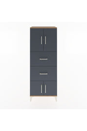 Hyperion Dolap 2 Raflı 2 Çekmeceli 4 Kapaklı 60x44x163 Çam-Antrasit