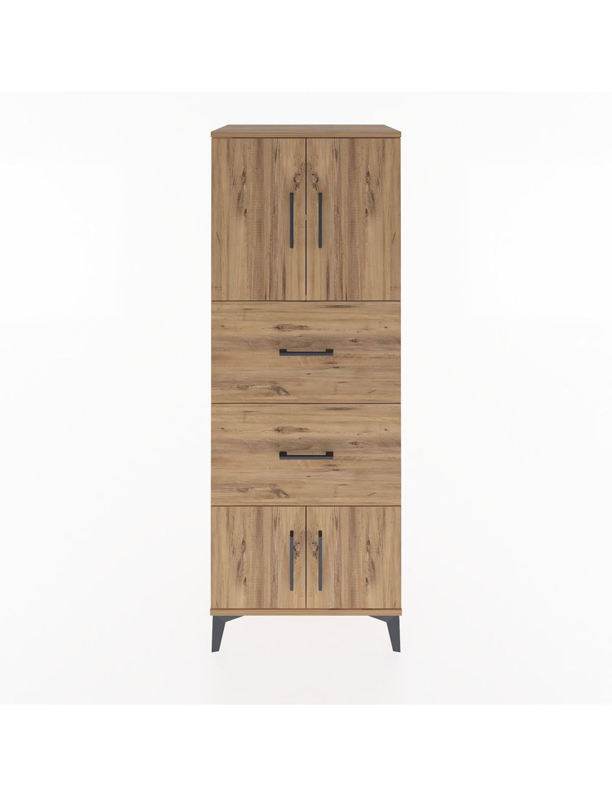 Hyperion Dolap 2 Raflı 2 Çekmeceli 4 Kapaklı 60x44x163 Çam-Çam