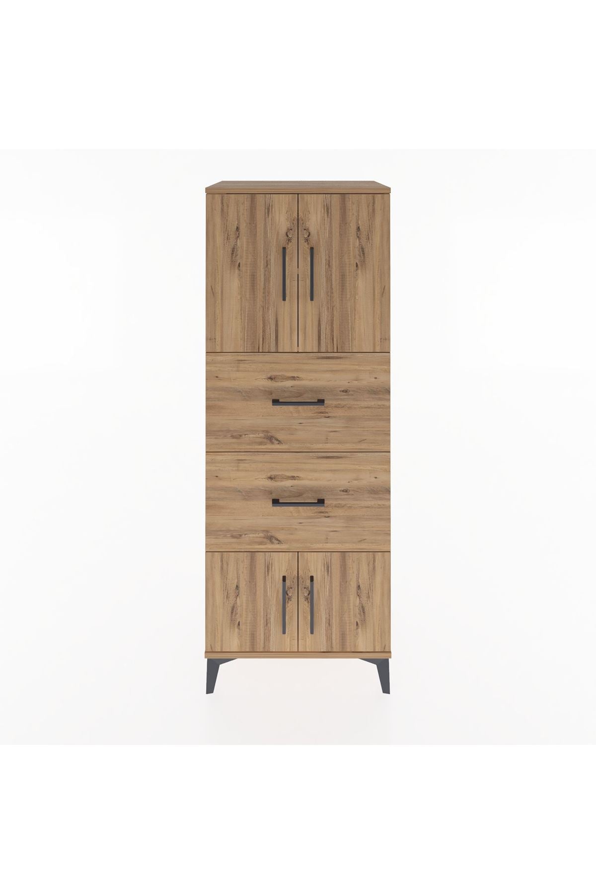 Hyperion Dolap 2 Raflı 2 Çekmeceli 4 Kapaklı 60x44x163 Çam-Çam