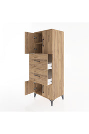 Hyperion Dolap 2 Raflı 2 Çekmeceli 4 Kapaklı 60x44x163 Çam-Çam
