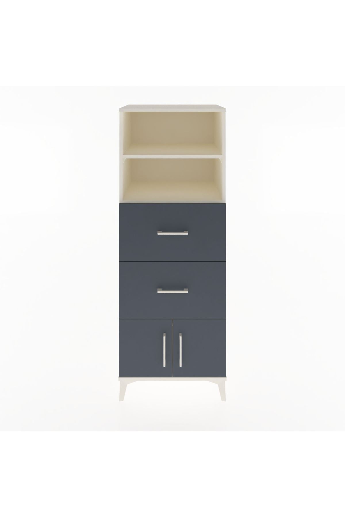 Hyperion Dolap 2 Raflı 2 Çekmeceli 2 Kapaklı 60x44x163 Aytaşı-Antrasit