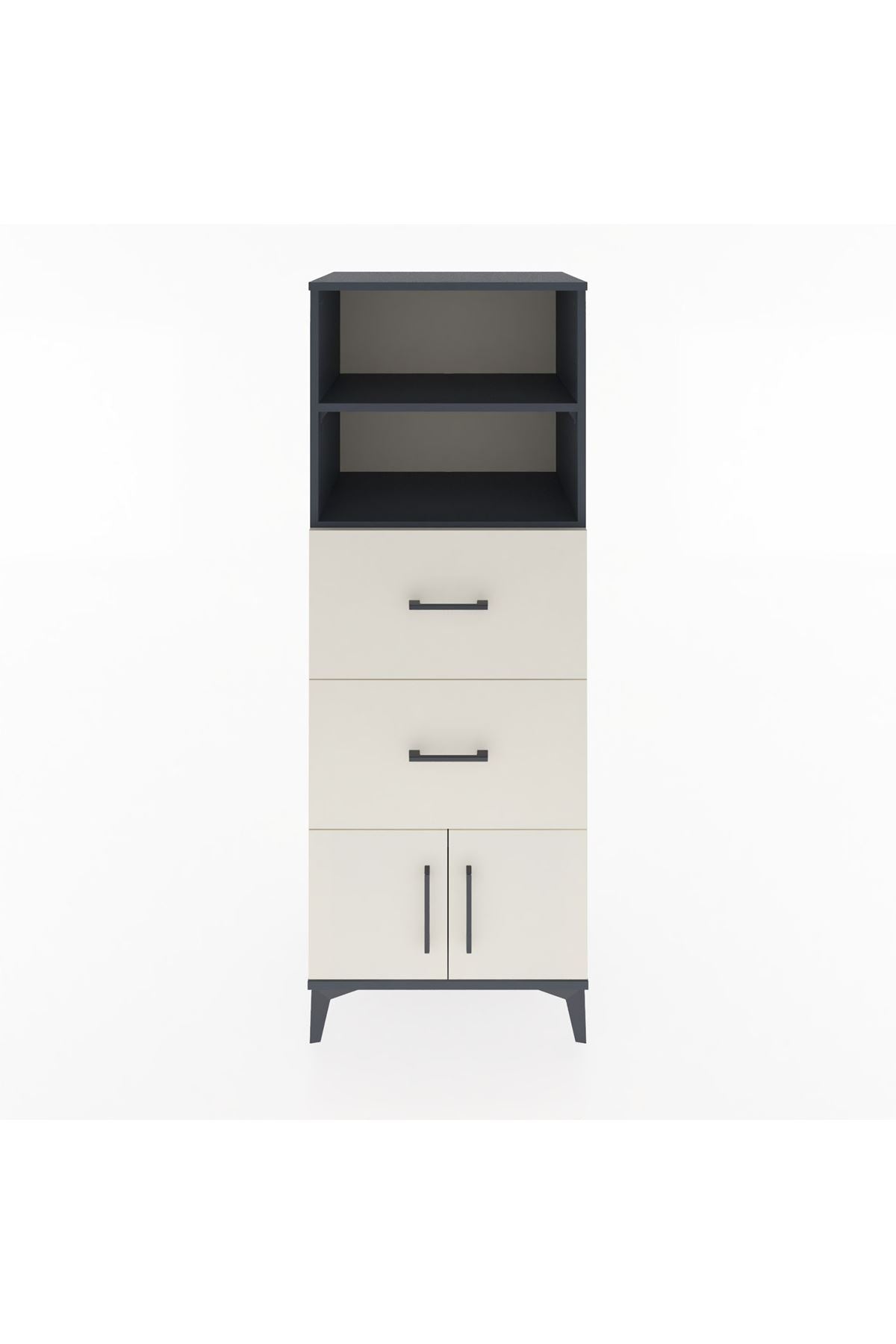 Hyperion Dolap 2 Raflı 2 Çekmeceli 2 Kapaklı 60x44x163 Antrasit-Aytaşı