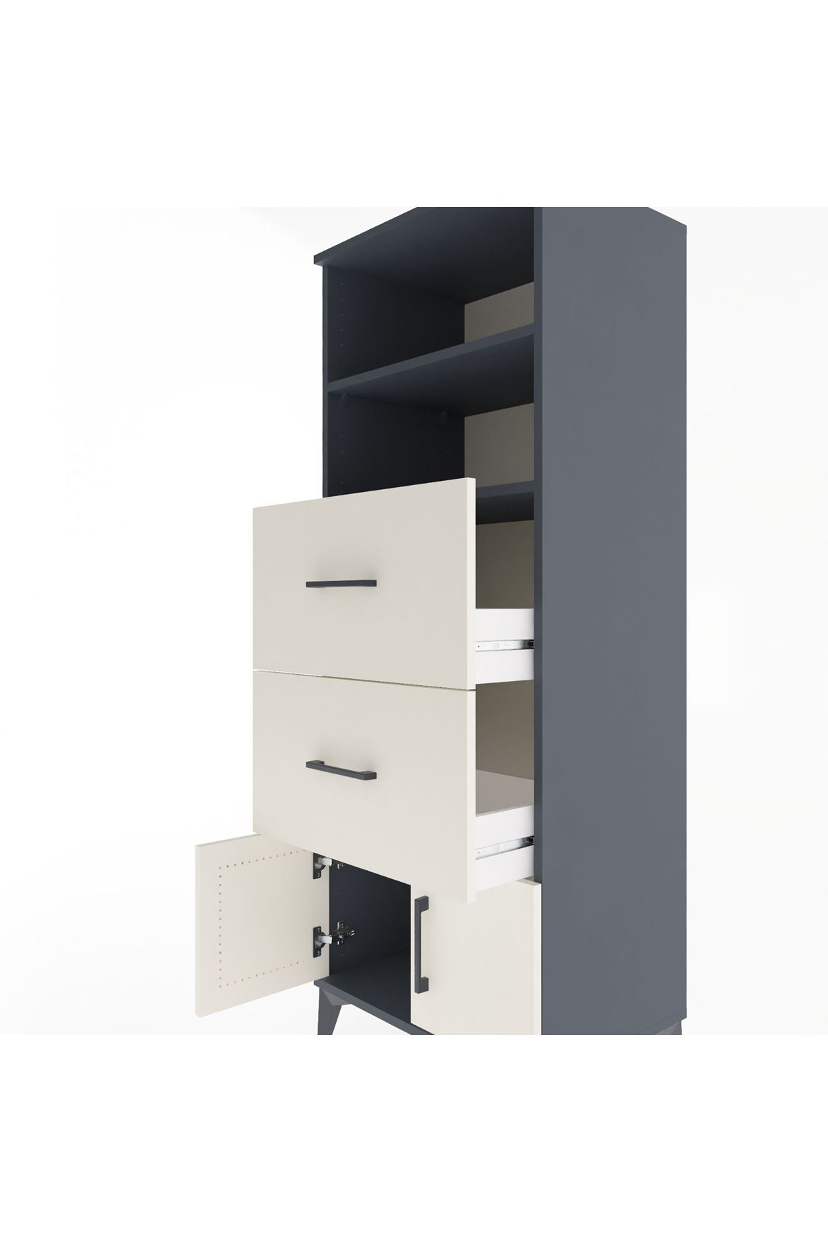 Hyperion Dolap 2 Raflı 2 Çekmeceli 2 Kapaklı 60x44x163 Antrasit-Aytaşı