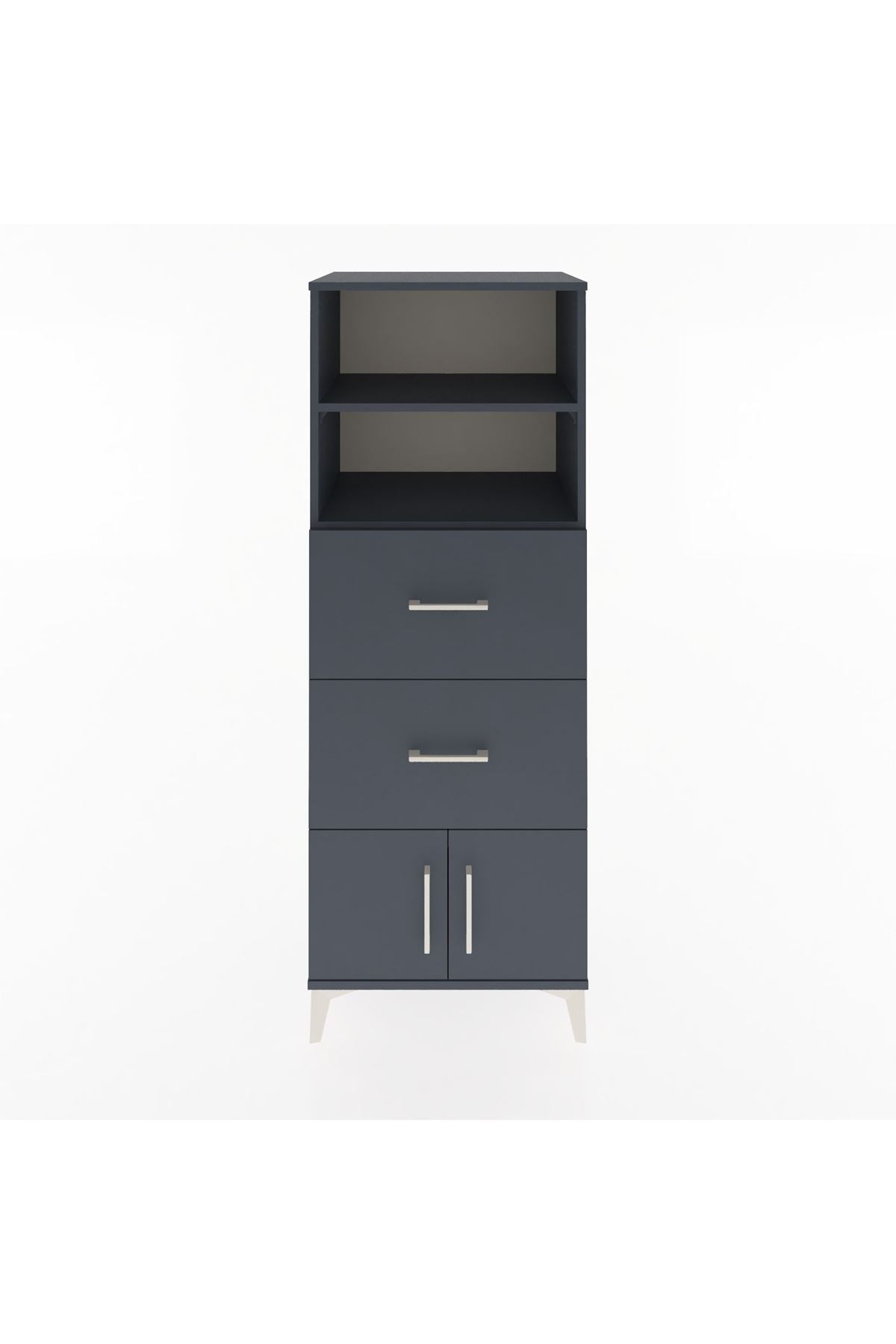 Hyperion Dolap 2 Raflı 2 Çekmeceli 2 Kapaklı 60x44x163 Antrasit-Antrasit