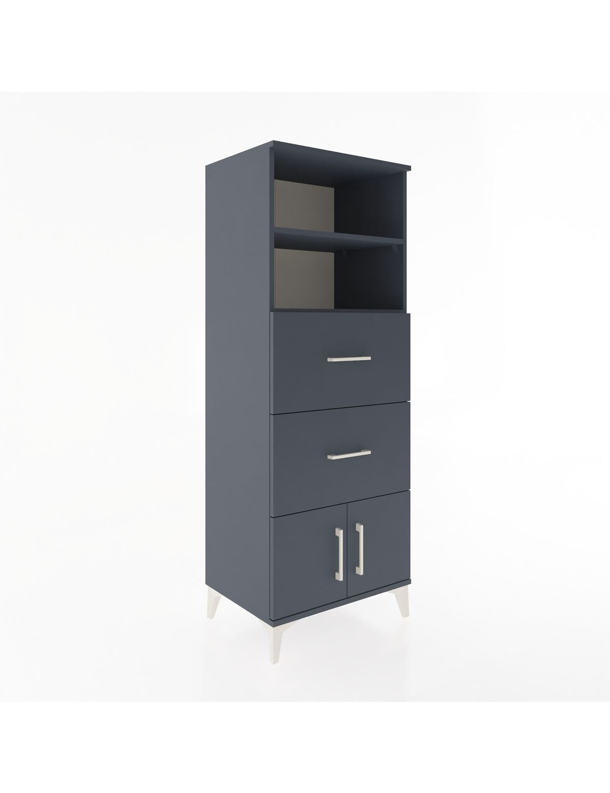 Hyperion Dolap 2 Raflı 2 Çekmeceli 2 Kapaklı 60x44x163 Antrasit-Antrasit