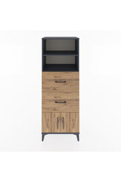 Hyperion Dolap 2 Raflı 2 Çekmeceli 2 Kapaklı 60x44x163 Antrasit-Çam