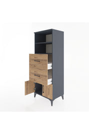Hyperion Dolap 2 Raflı 2 Çekmeceli 2 Kapaklı 60x44x163 Antrasit-Çam