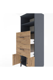 Hyperion Dolap 2 Raflı 2 Çekmeceli 2 Kapaklı 60x44x163 Antrasit-Çam