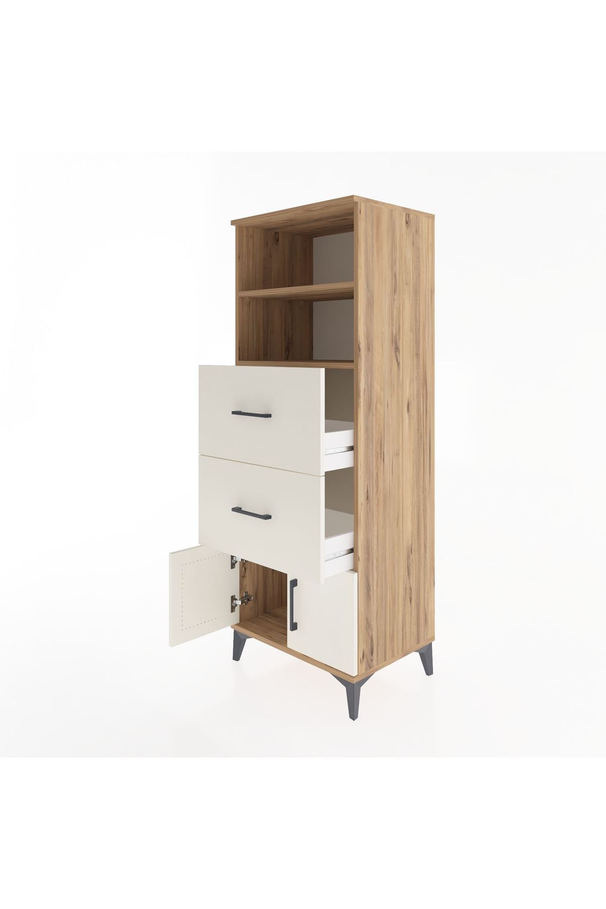 Hyperion Dolap 2 Raflı 2 Çekmeceli 2 Kapaklı 60x44x163 Çam-Aytaşı