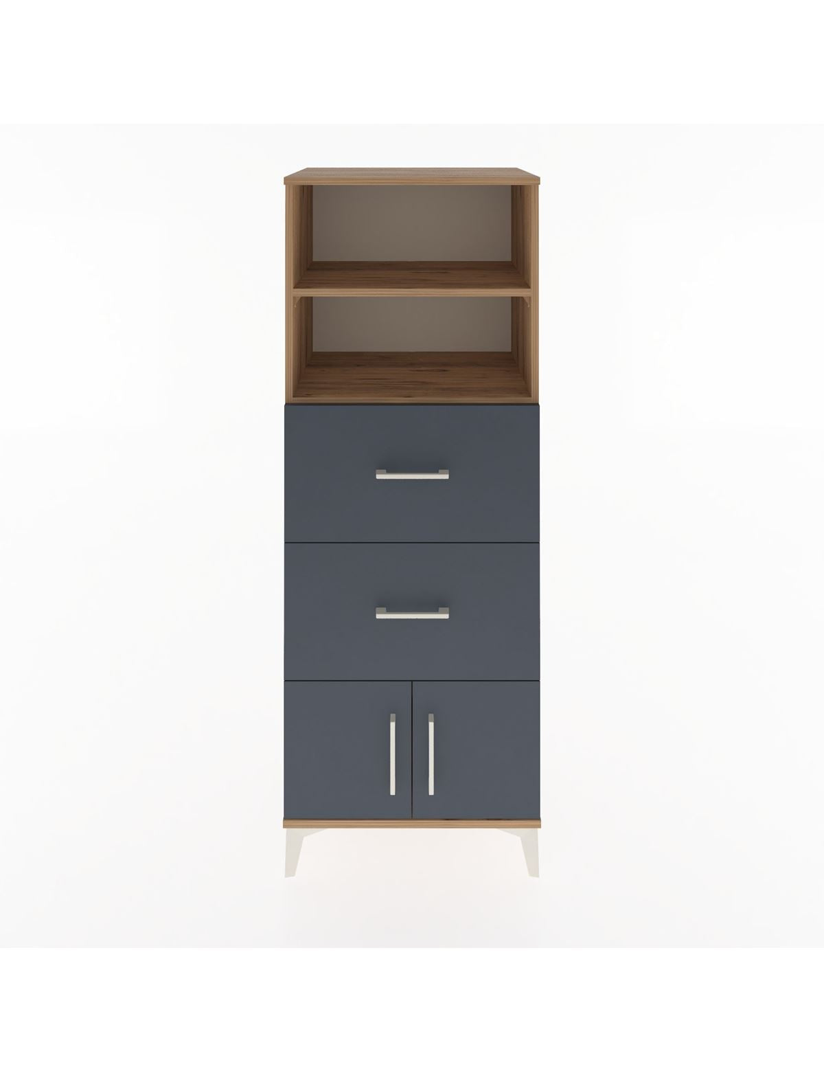 Hyperion Dolap 2 Raflı 2 Çekmeceli 2 Kapaklı 60x44x163 Çam-Antrasit