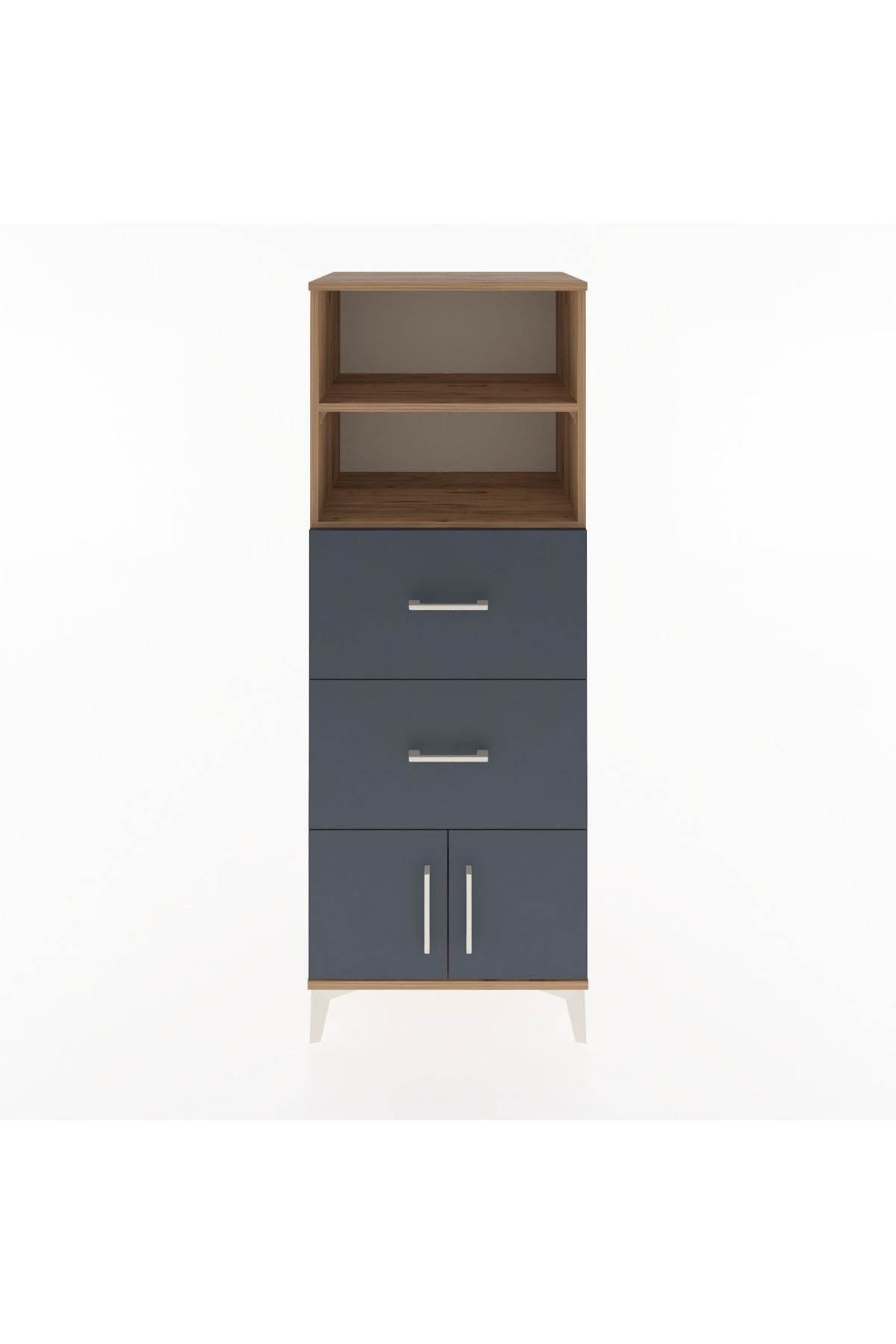 Hyperion Dolap 2 Raflı 2 Çekmeceli 2 Kapaklı 60x44x163 Çam-Antrasit