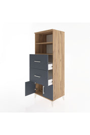 Hyperion Dolap 2 Raflı 2 Çekmeceli 2 Kapaklı 60x44x163 Çam-Antrasit