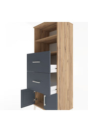 Hyperion Dolap 2 Raflı 2 Çekmeceli 2 Kapaklı 60x44x163 Çam-Antrasit