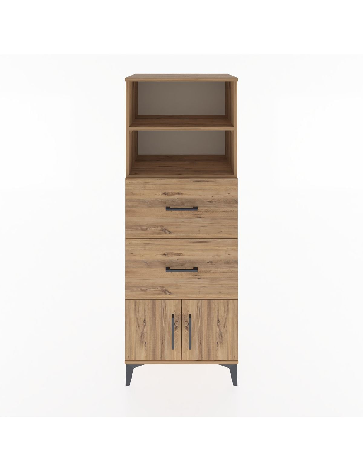 Hyperion Dolap 2 Raflı 2 Çekmeceli 2 Kapaklı 60x44x163 Çam-Çam