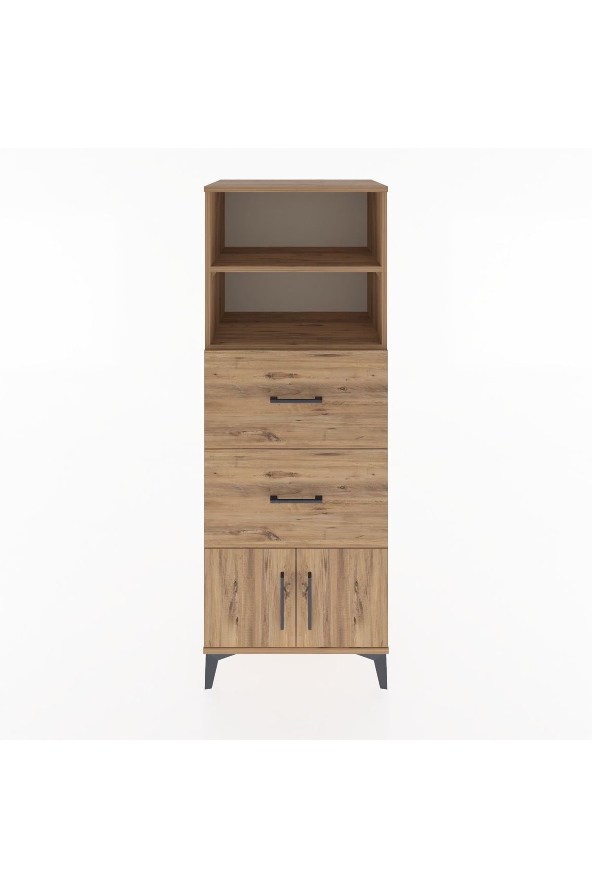 Hyperion Dolap 2 Raflı 2 Çekmeceli 2 Kapaklı 60x44x163 Çam-Çam