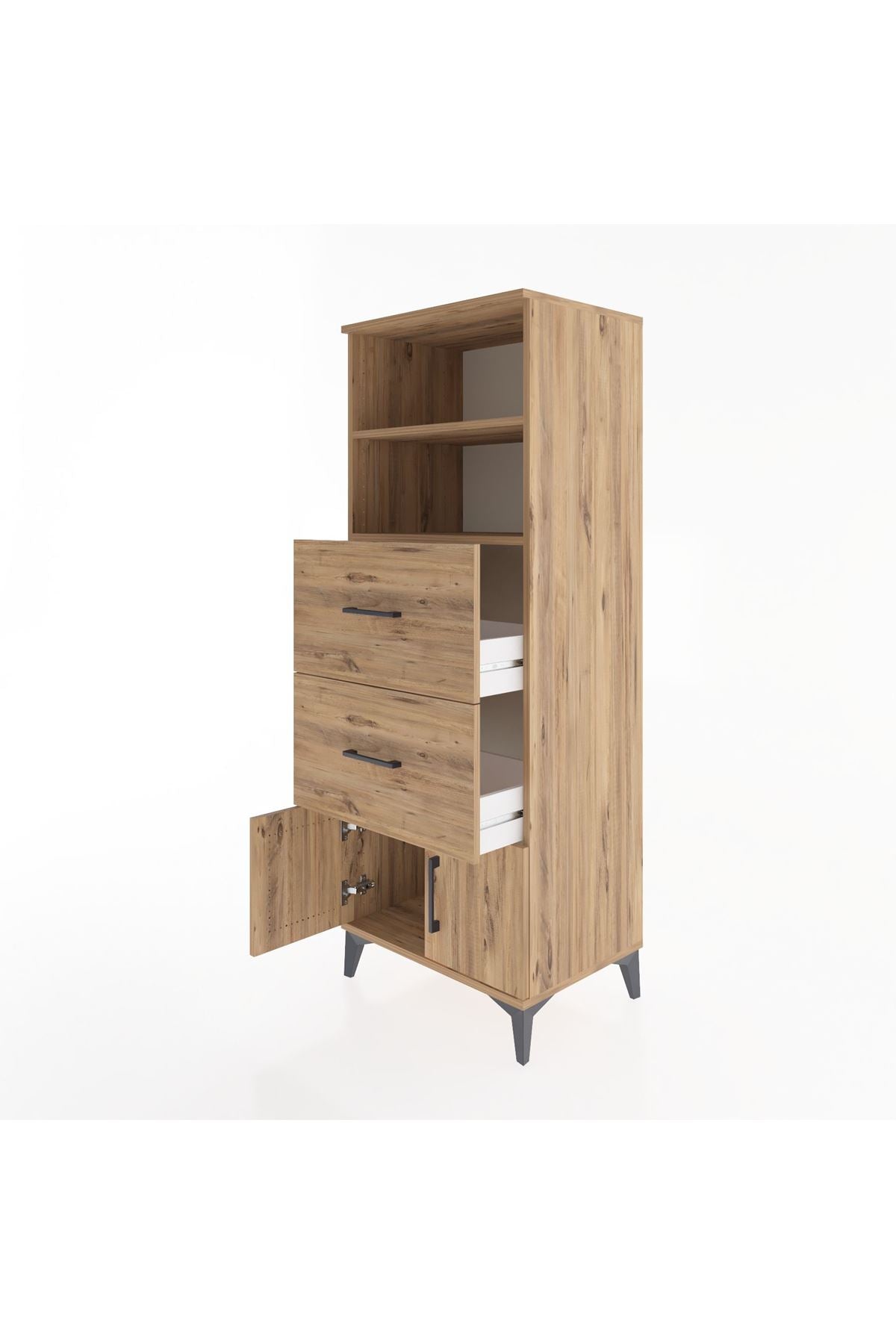 Hyperion Dolap 2 Raflı 2 Çekmeceli 2 Kapaklı 60x44x163 Çam-Çam