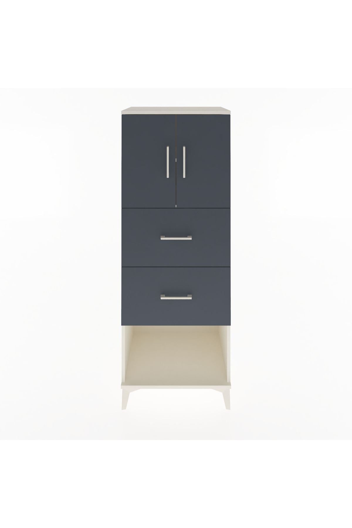 Hyperion Dolap 2 Raflı 2 Çekmeceli 2 Kapaklı 60x44x163 Aytaşı-Antrasit