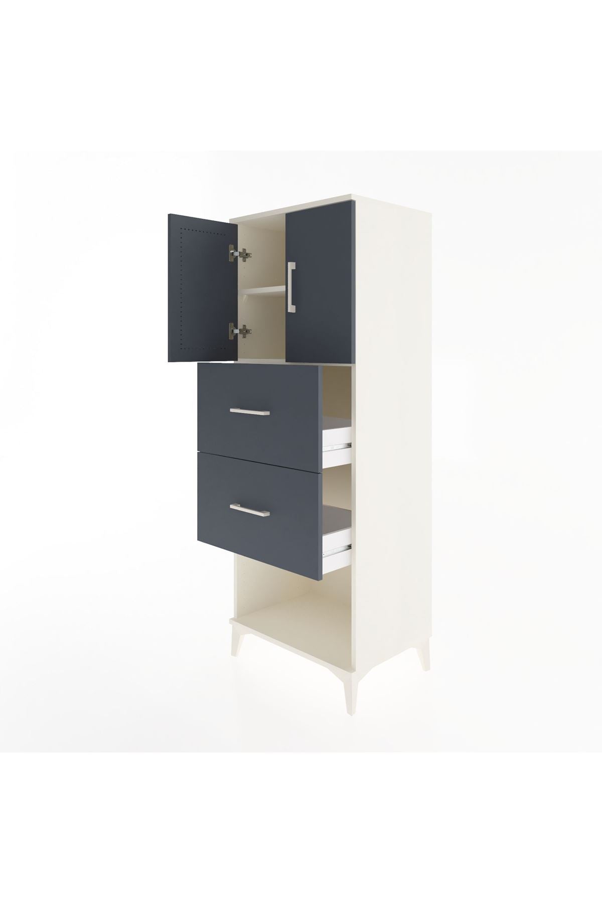 Hyperion Dolap 2 Raflı 2 Çekmeceli 2 Kapaklı 60x44x163 Aytaşı-Antrasit