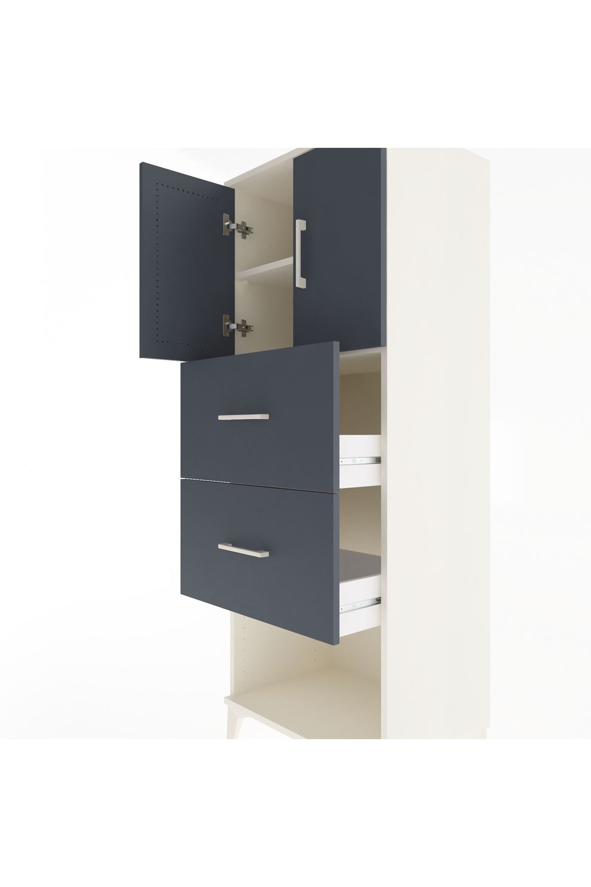 Hyperion Dolap 2 Raflı 2 Çekmeceli 2 Kapaklı 60x44x163 Aytaşı-Antrasit