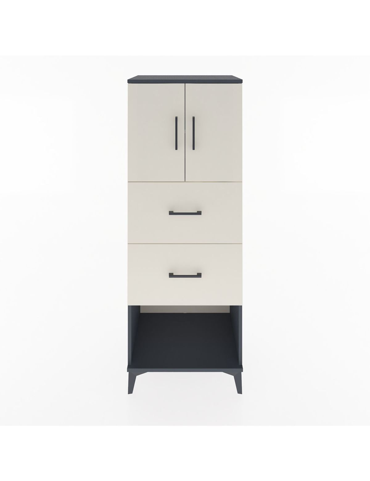 Hyperion Dolap 2 Raflı 2 Çekmeceli 2 Kapaklı 60x44x163 Antrasit-Aytaşı