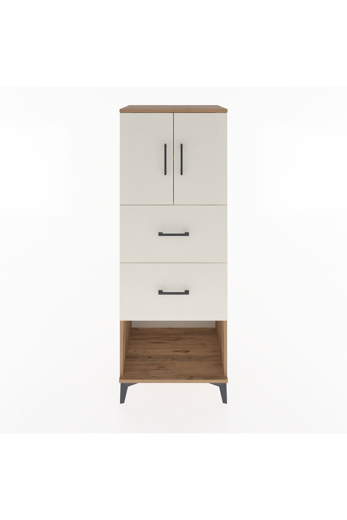 Hyperion Dolap 2 Raflı 2 Çekmeceli 2 Kapaklı 60x44x163 Çam-Aytaşı