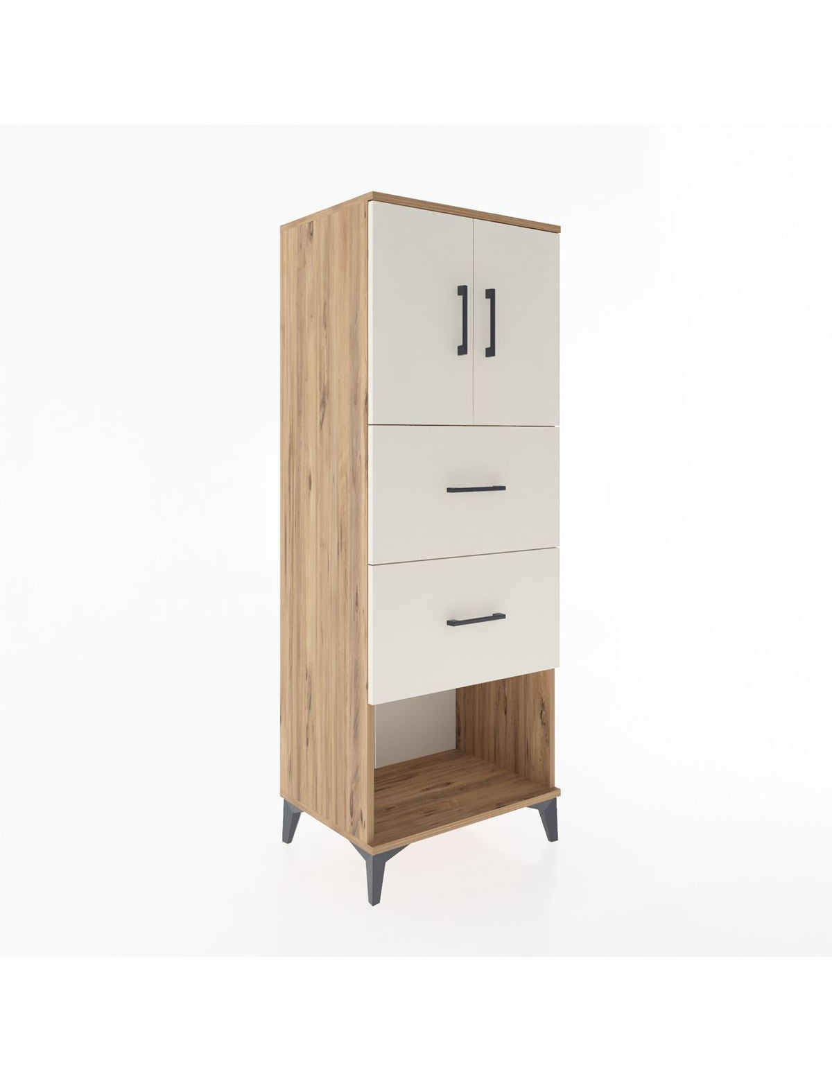 Hyperion Dolap 2 Raflı 2 Çekmeceli 2 Kapaklı 60x44x163 Çam-Aytaşı