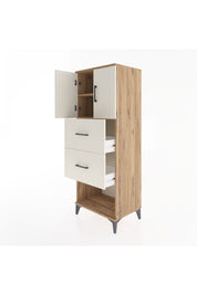 Hyperion Dolap 2 Raflı 2 Çekmeceli 2 Kapaklı 60x44x163 Çam-Aytaşı