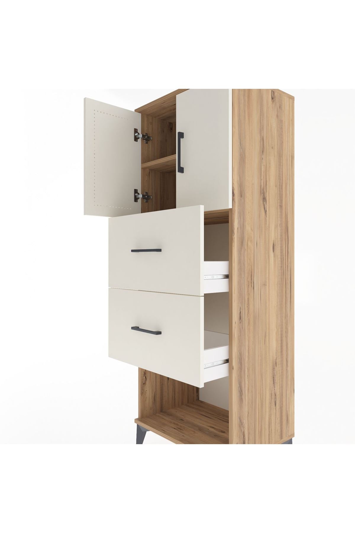 Hyperion Dolap 2 Raflı 2 Çekmeceli 2 Kapaklı 60x44x163 Çam-Aytaşı