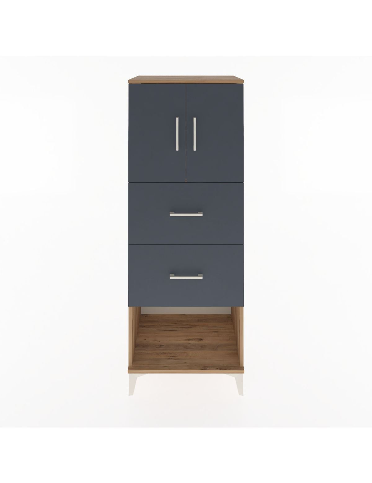 Hyperion Dolap 2 Raflı 2 Çekmeceli 2 Kapaklı 60x44x163 Çam-Antrasit