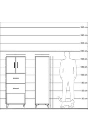 Hyperion Dolap 2 Raflı 2 Çekmeceli 2 Kapaklı 60x44x163 Çam-Antrasit