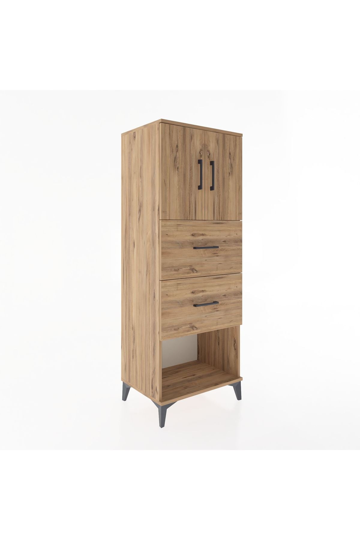 Hyperion Dolap 2 Raflı 2 Çekmeceli 2 Kapaklı 60x44x163 Çam-Çam