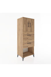 Hyperion Dolap 2 Raflı 2 Çekmeceli 2 Kapaklı 60x44x163 Çam-Çam