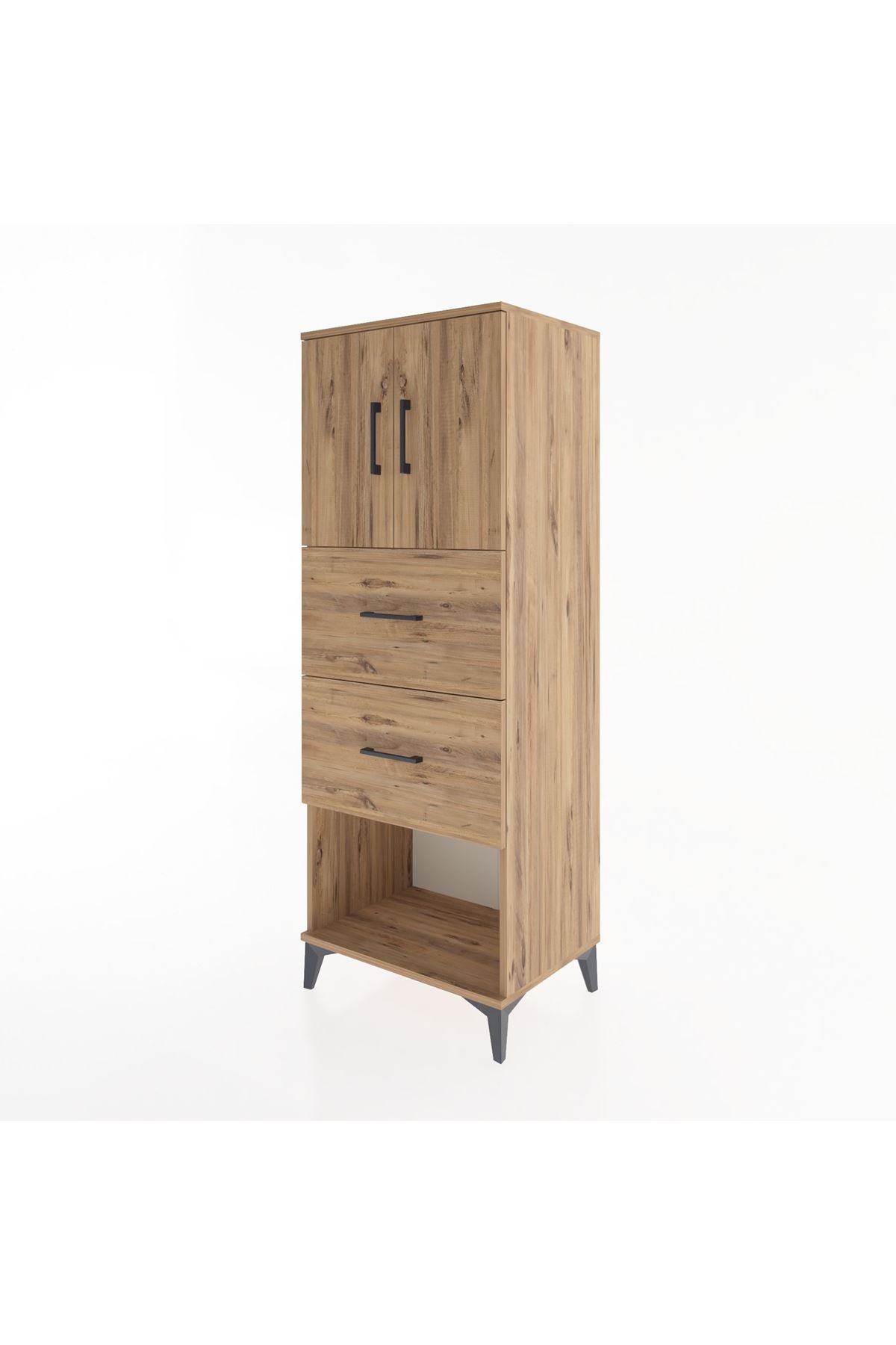 Hyperion Dolap 2 Raflı 2 Çekmeceli 2 Kapaklı 60x44x163 Çam-Çam