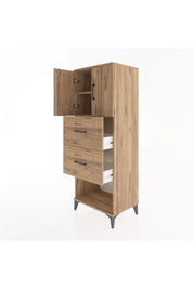 Hyperion Dolap 2 Raflı 2 Çekmeceli 2 Kapaklı 60x44x163 Çam-Çam