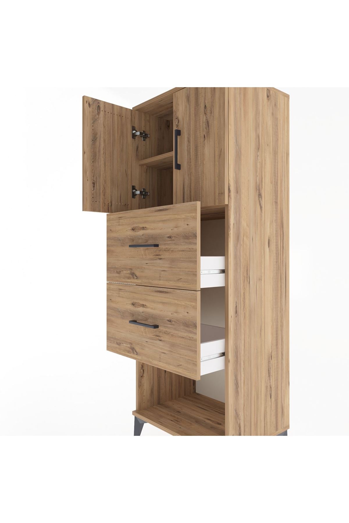 Hyperion Dolap 2 Raflı 2 Çekmeceli 2 Kapaklı 60x44x163 Çam-Çam