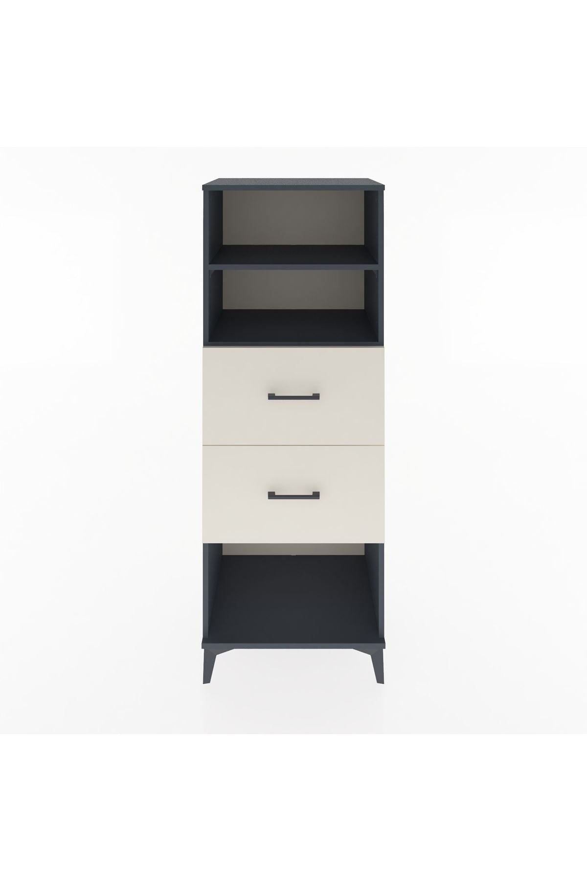 Hyperion Dolap 2 Raflı 2 Çekmeceli 60x44x163 Antrasit-Aytaşı