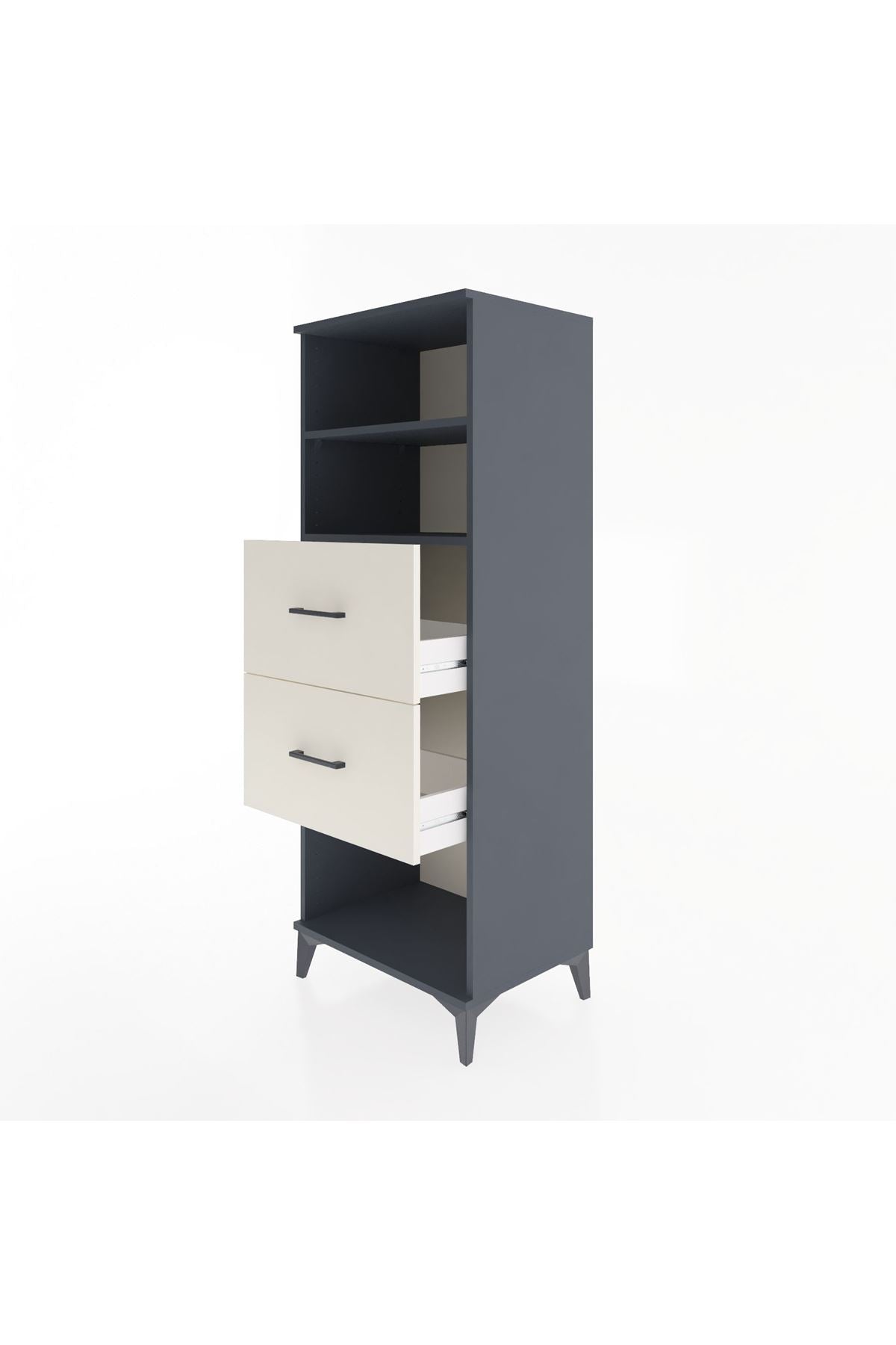 Hyperion Dolap 2 Raflı 2 Çekmeceli 60x44x163 Antrasit-Aytaşı