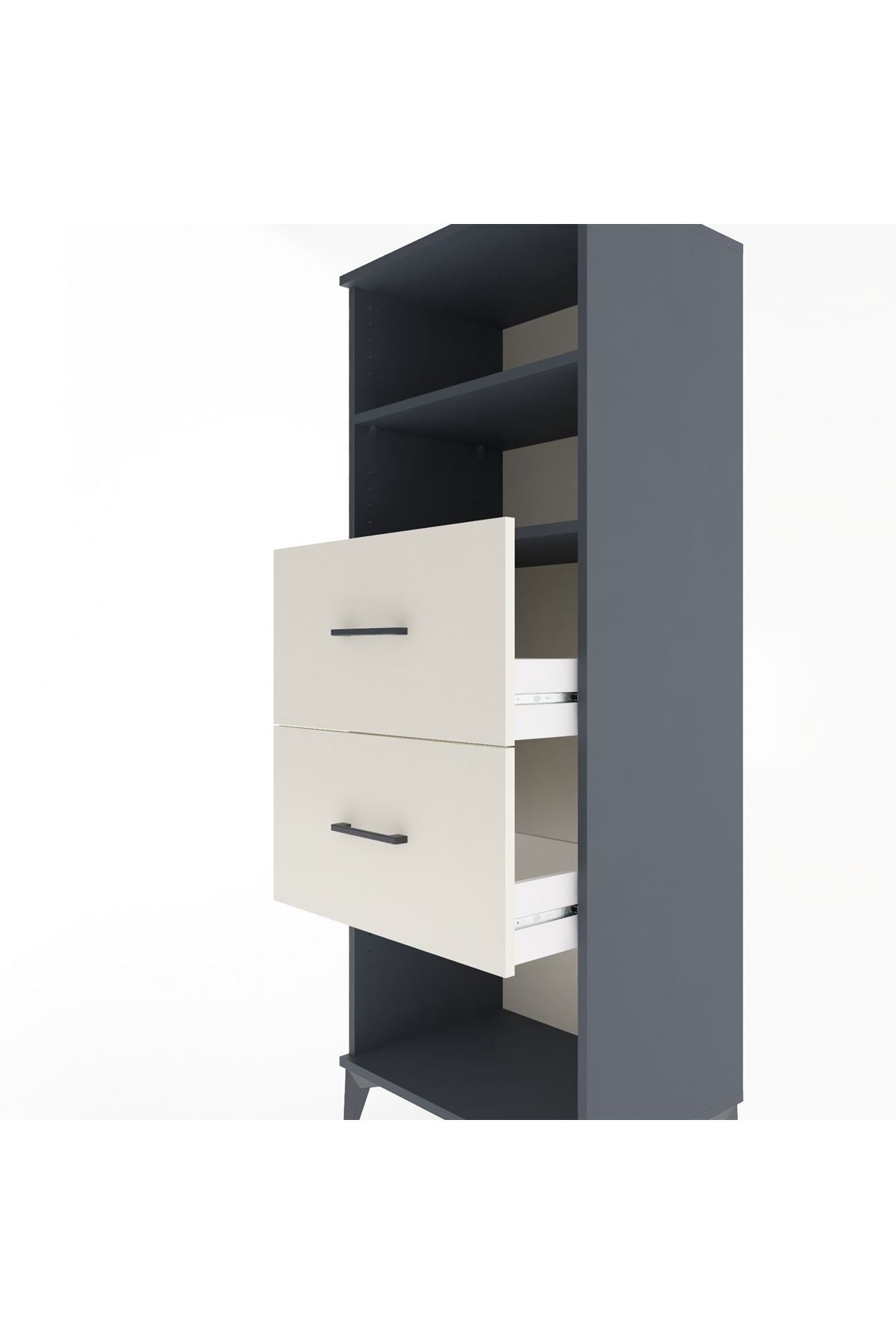 Hyperion Dolap 2 Raflı 2 Çekmeceli 60x44x163 Antrasit-Aytaşı