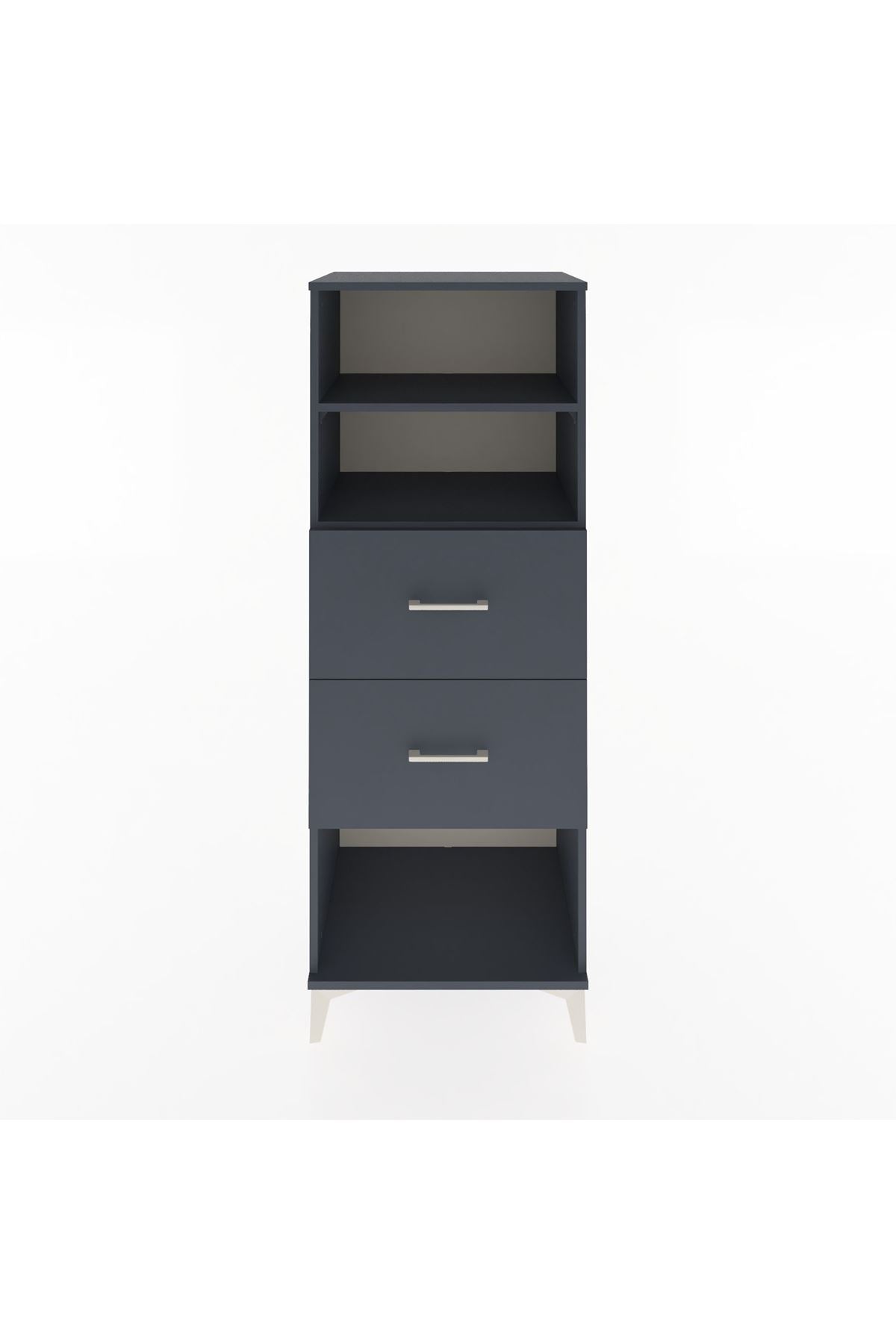 Hyperion Dolap 2 Raflı 2 Çekmeceli 60x44x163 Antrasit-Antrasit