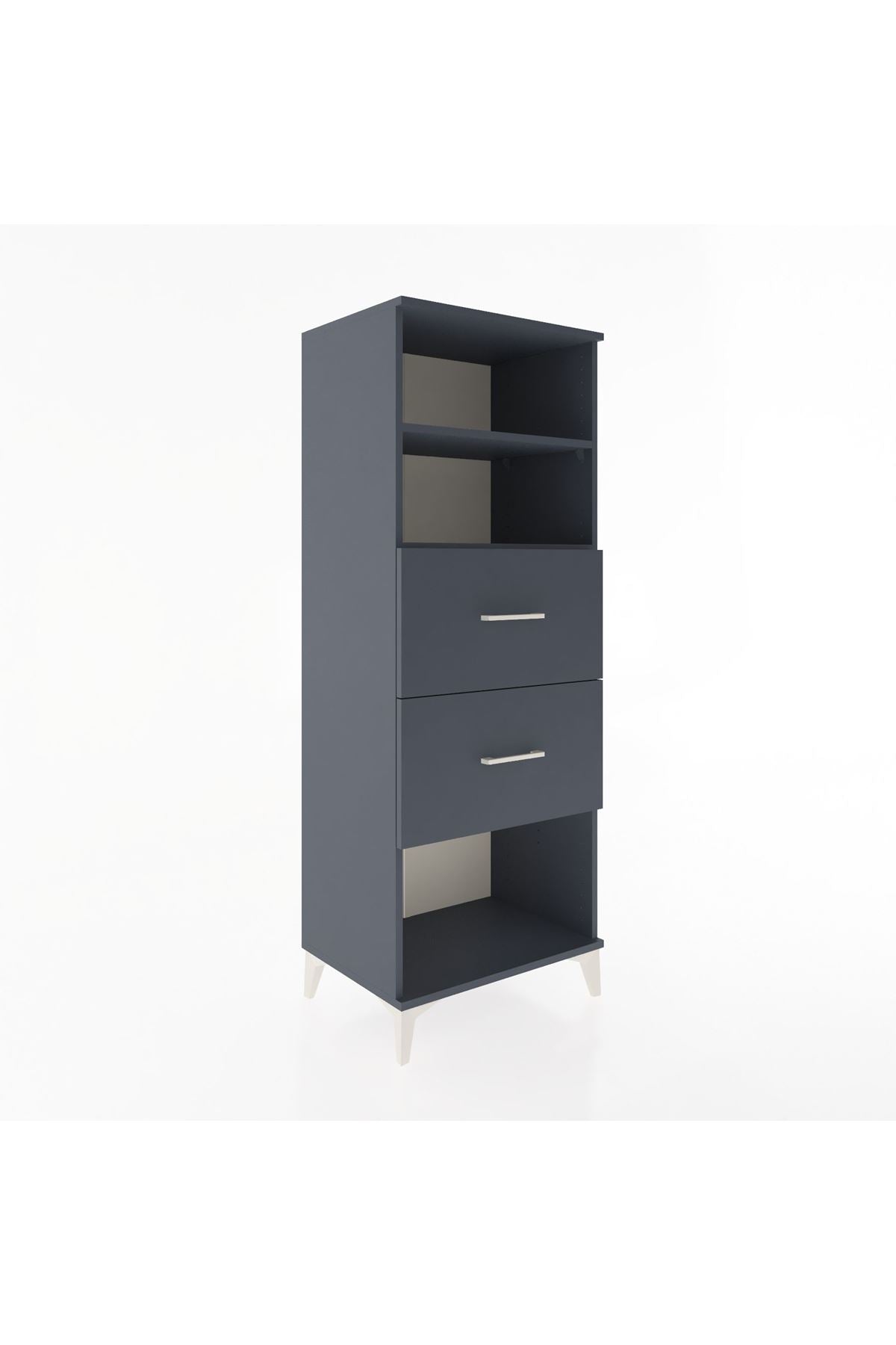 Hyperion Dolap 2 Raflı 2 Çekmeceli 60x44x163 Antrasit-Antrasit