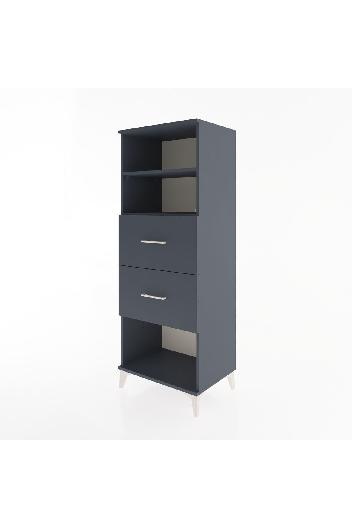 Hyperion Dolap 2 Raflı 2 Çekmeceli 60x44x163 Antrasit-Antrasit