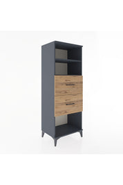 Hyperion Dolap 2 Raflı 2 Çekmeceli 60x44x163 Antrasit-Çam