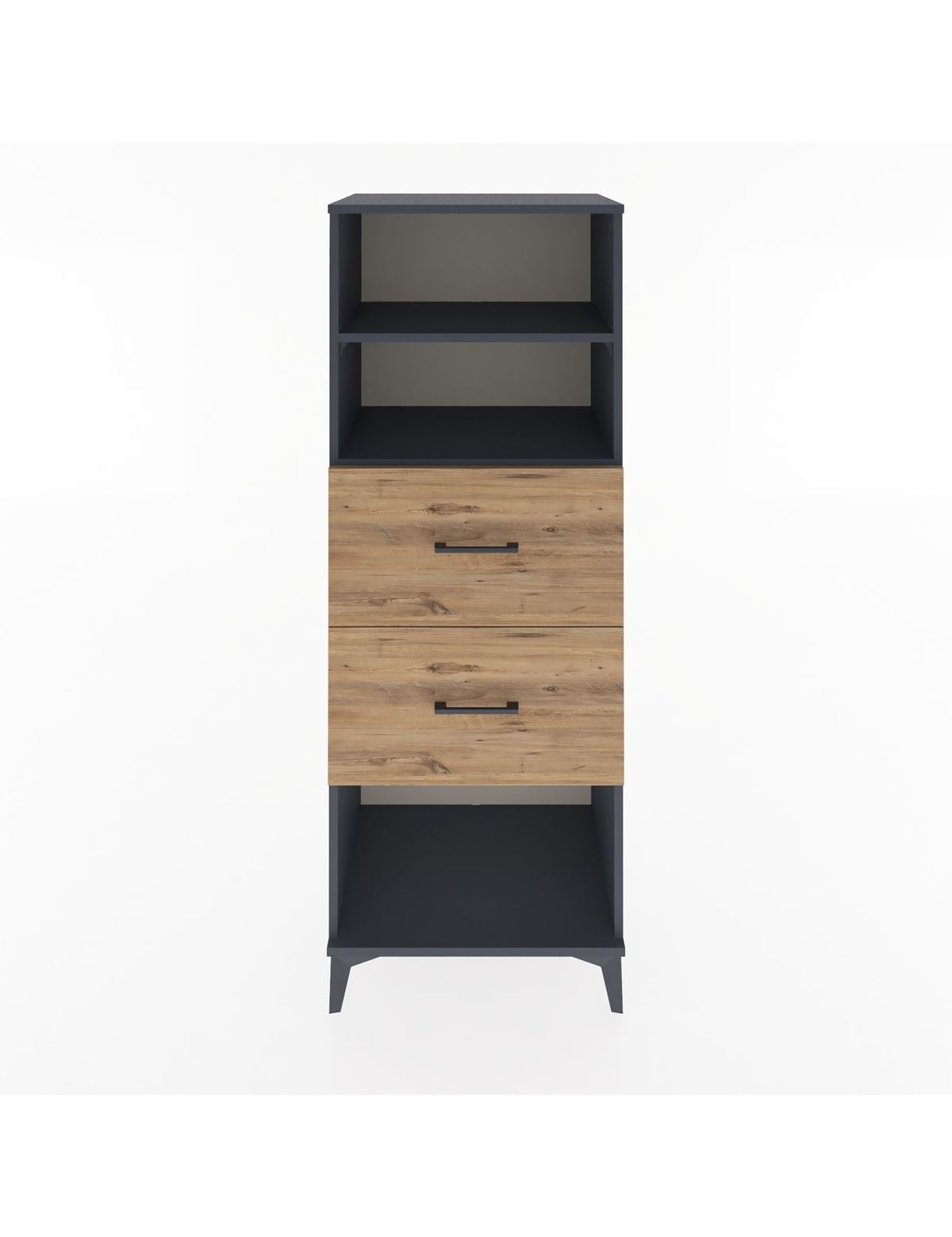 Hyperion Dolap 2 Raflı 2 Çekmeceli 60x44x163 Antrasit-Çam