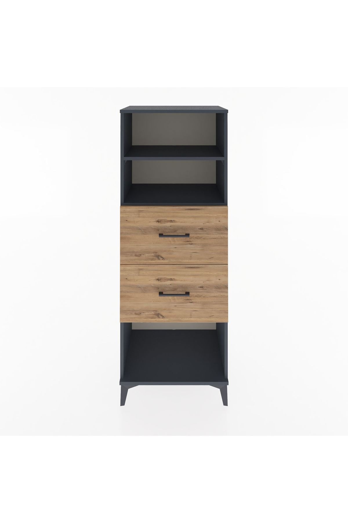 Hyperion Dolap 2 Raflı 2 Çekmeceli 60x44x163 Antrasit-Çam