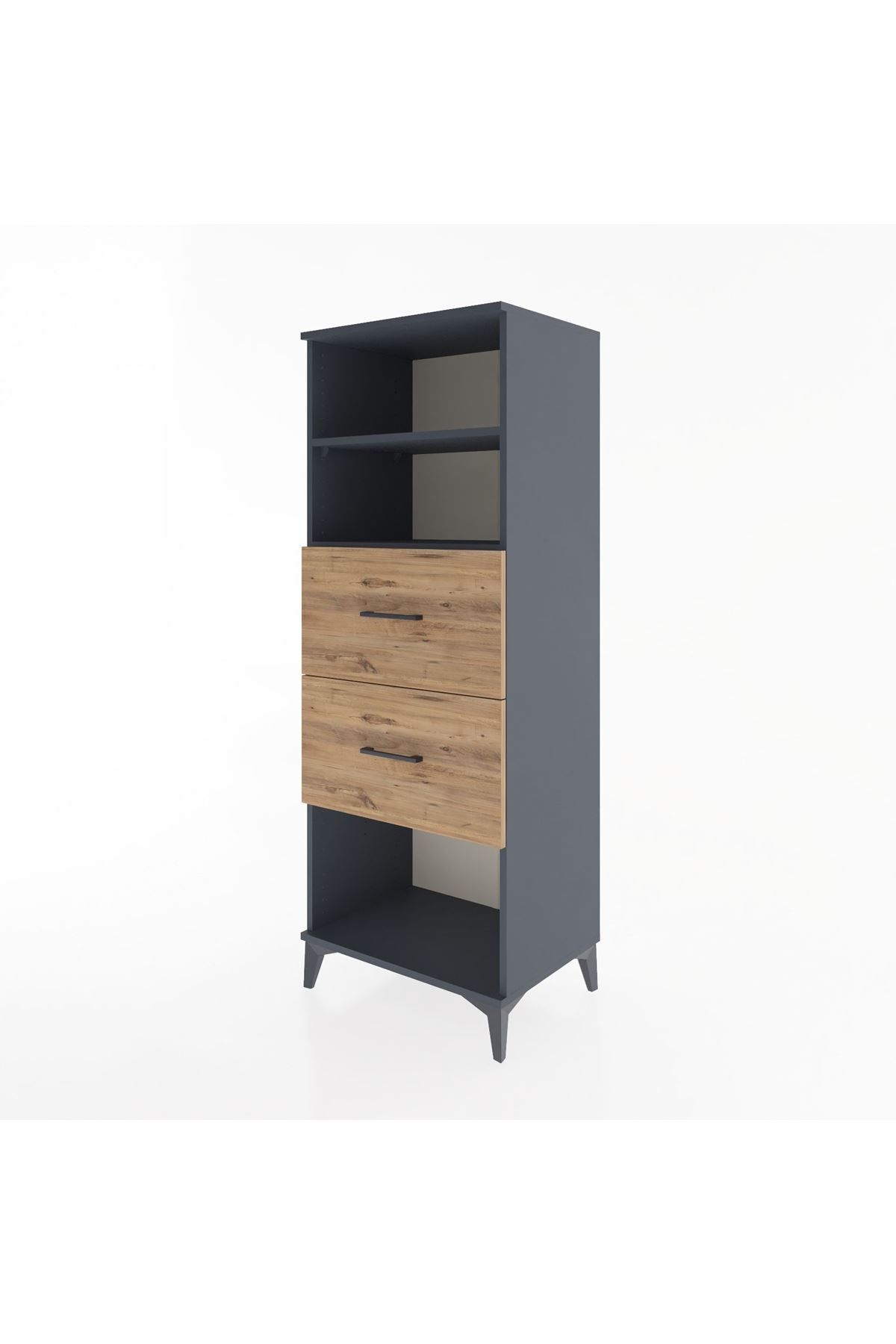 Hyperion Dolap 2 Raflı 2 Çekmeceli 60x44x163 Antrasit-Çam