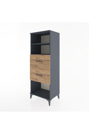 Hyperion Dolap 2 Raflı 2 Çekmeceli 60x44x163 Antrasit-Çam