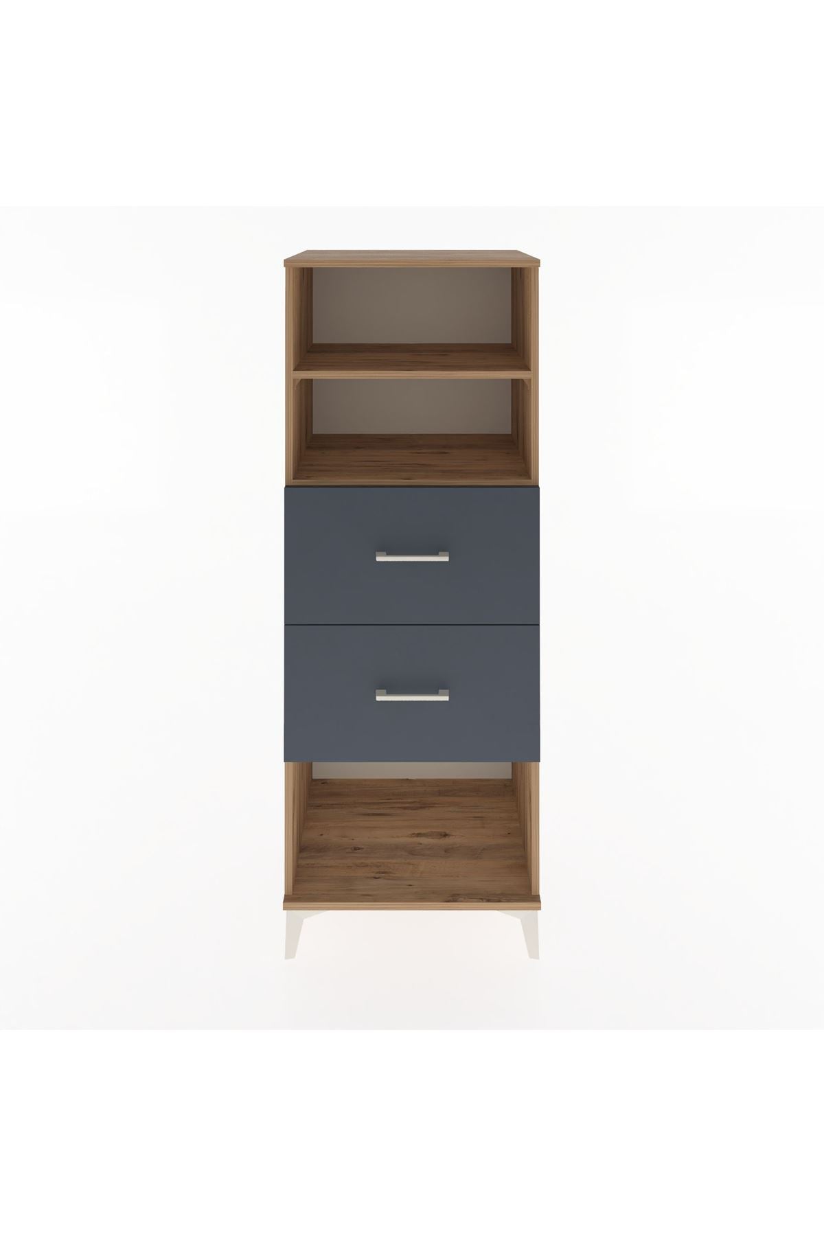 Hyperion Dolap 2 Raflı 2 Çekmeceli 60x44x163 Çam-Antrasit