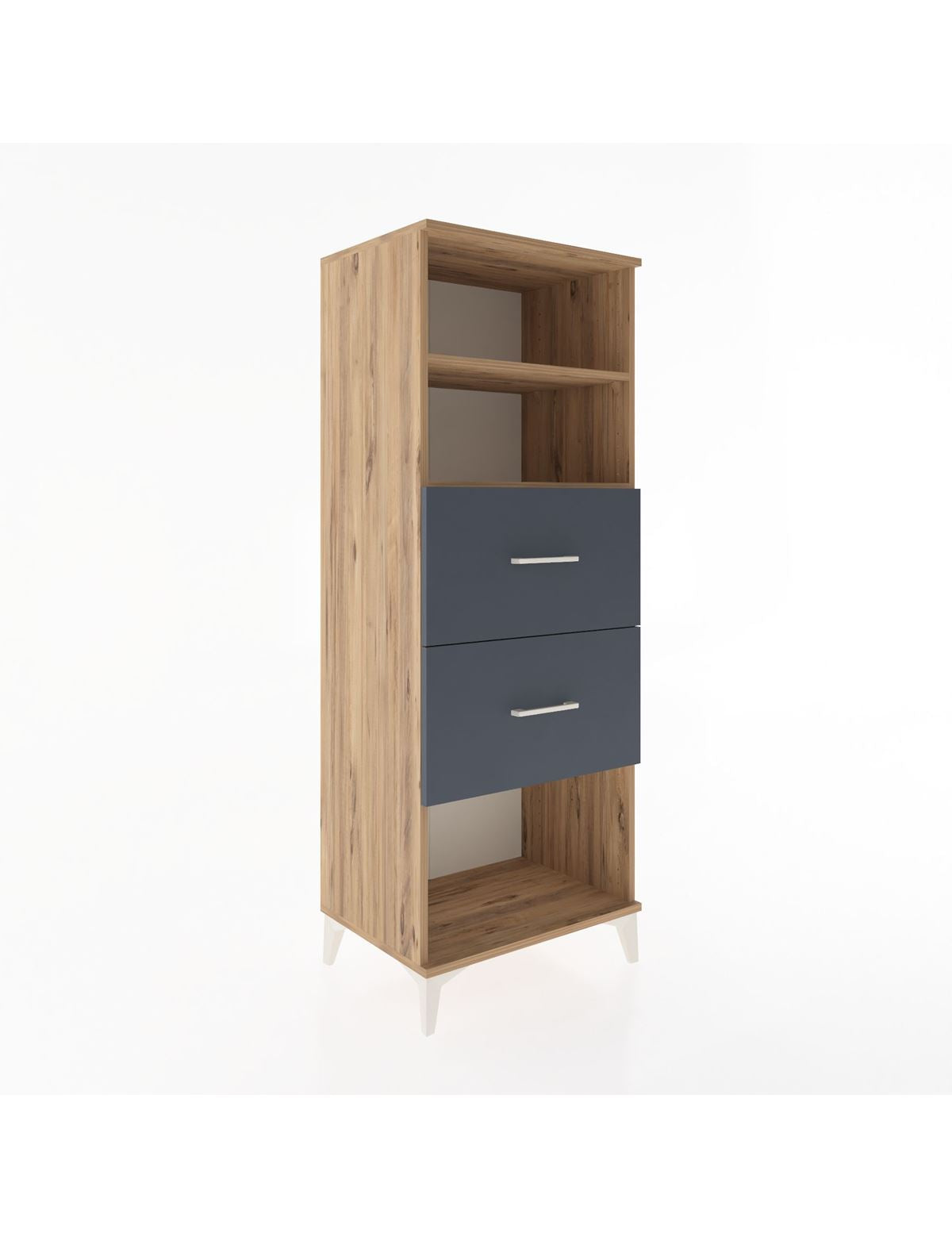 Hyperion Dolap 2 Raflı 2 Çekmeceli 60x44x163 Çam-Antrasit